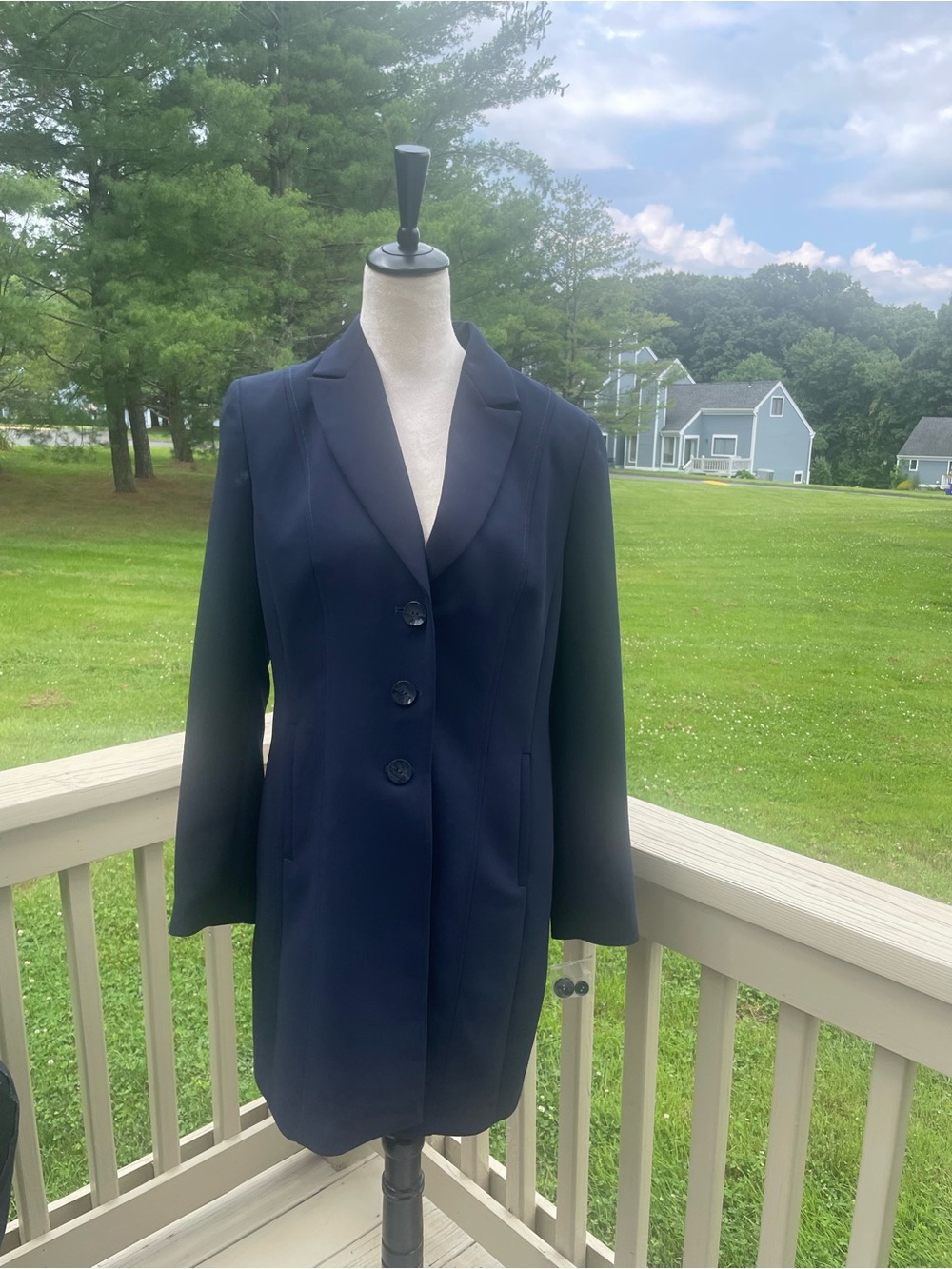 Tailored Navy Long Blazer Jacket for Women